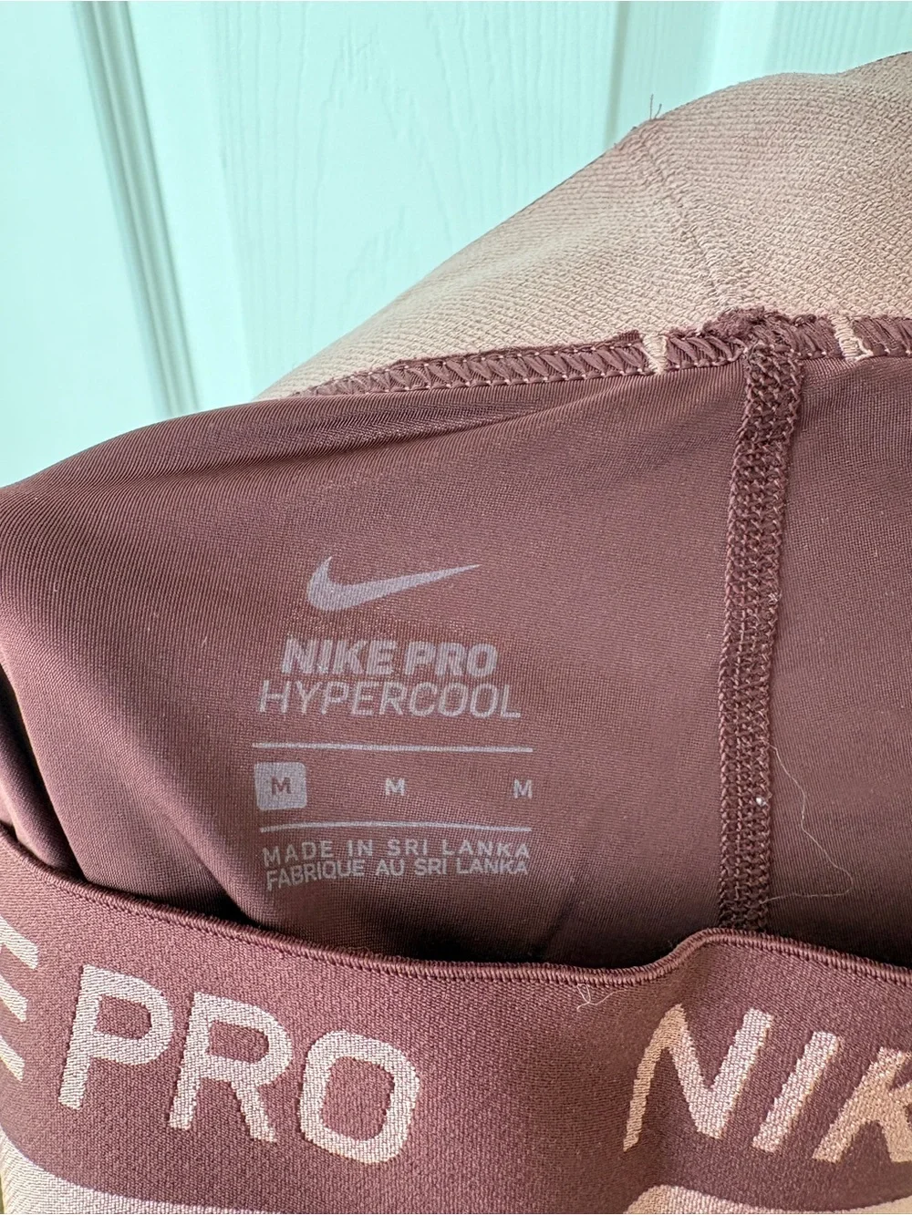 Nike Pro Maroon and Pink Colorblock Leggings